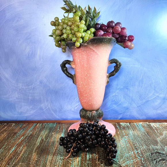 Vintage Woodland Hull Pottery Vase W18 Gray/Pink Speckled 2/ Handles 10.5" tall - Picture 1 of 9